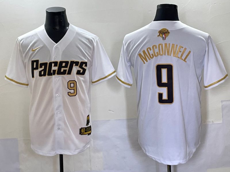 Men 2025 Indiana Pacers #9 Mcconnell White Joint Name NBA Jersey style 2->indiana pacers->NBA Jersey